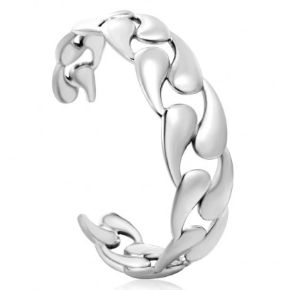 Bransoletka sztywna Cuff splot pancerka srebrna